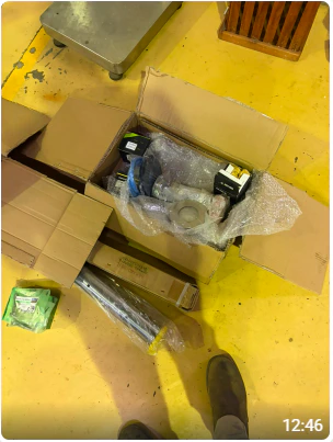 Customer feedback from South Africa showing a complete excavator parts order